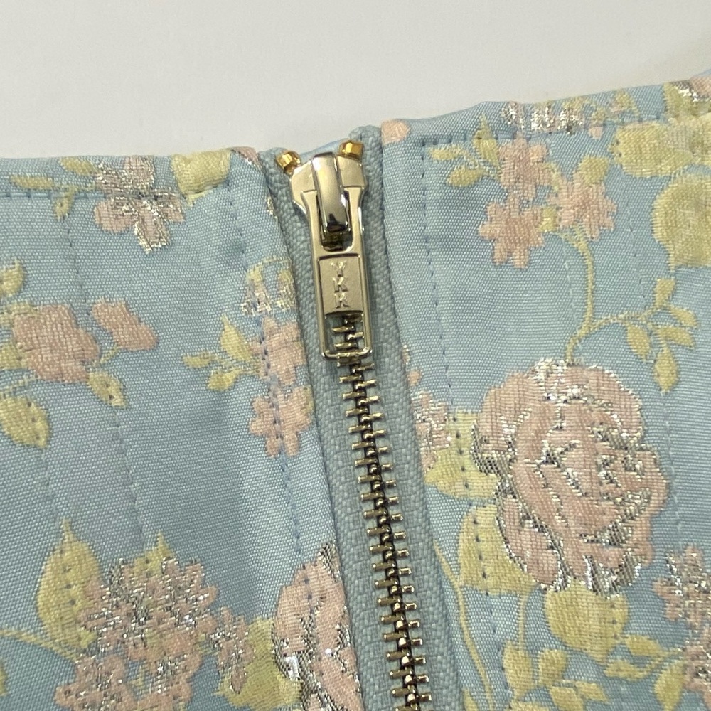 Sau Lee NWT Blue Floral Brocade Crystal Embellished Crop Corset Top Size 2 - Picture 4 of 10